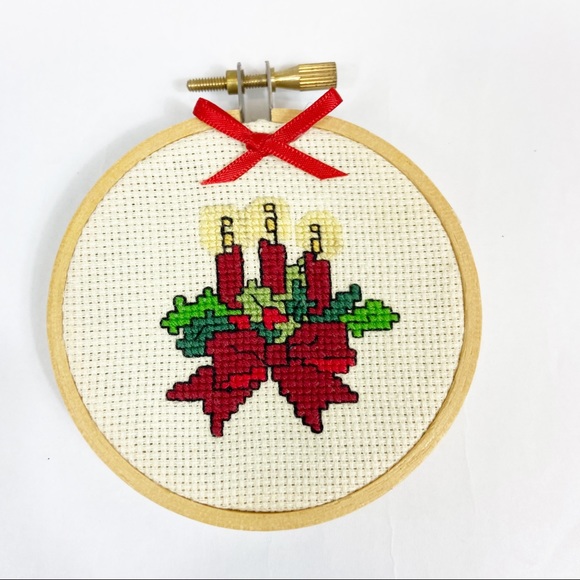 handmade Needlework Embroidery Hoop Frame Christmas Decor Vintage - Picture 6 of 6